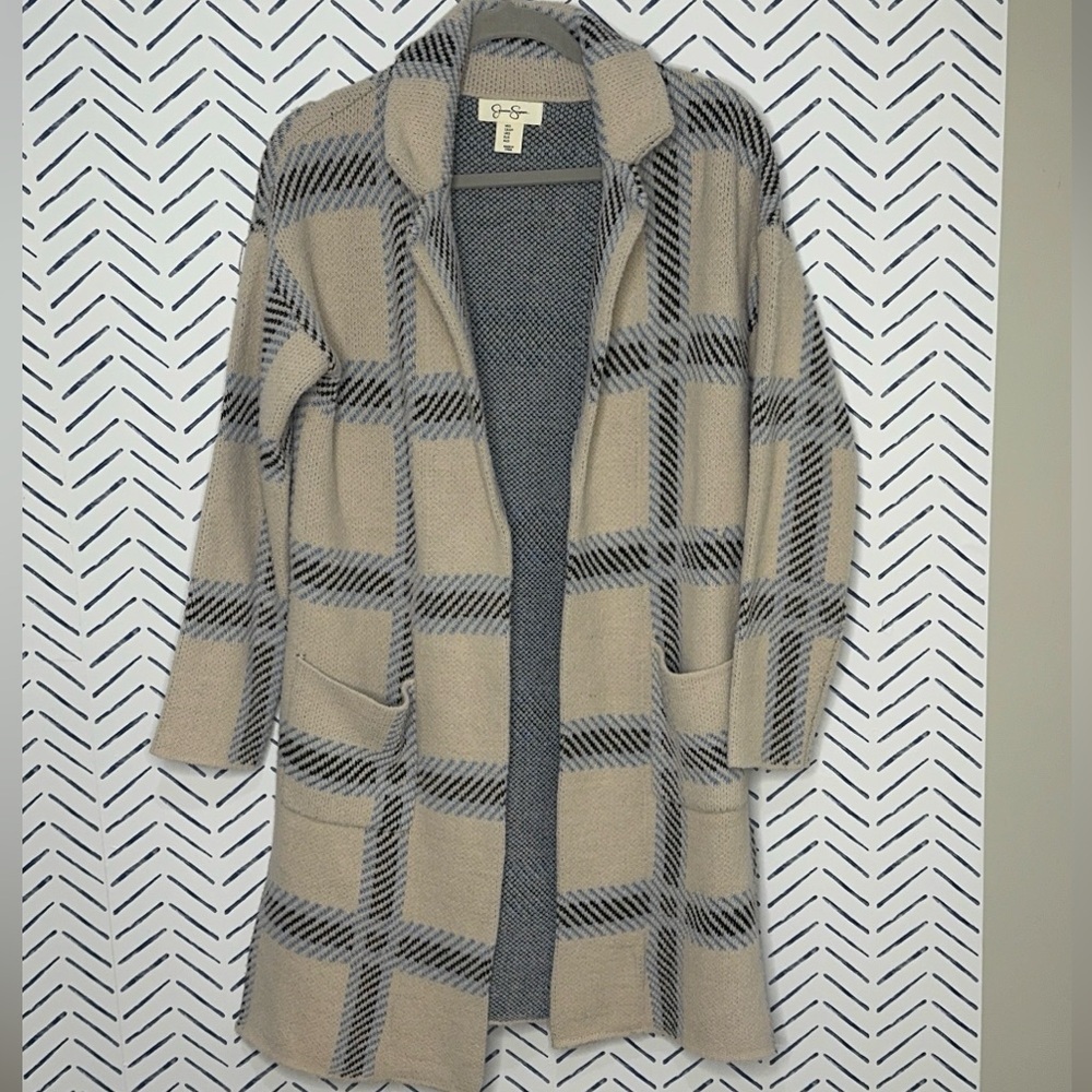 Jessica Simpson Beige Tan Open Front Coat coatigan cardigan Size Small